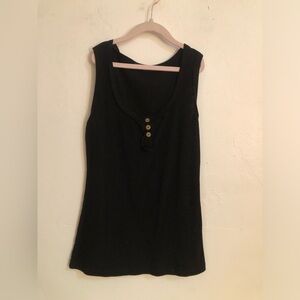 Sunbs Top Black Ribbed Button Front Tank Top Women’s Size Small Cotton Blend